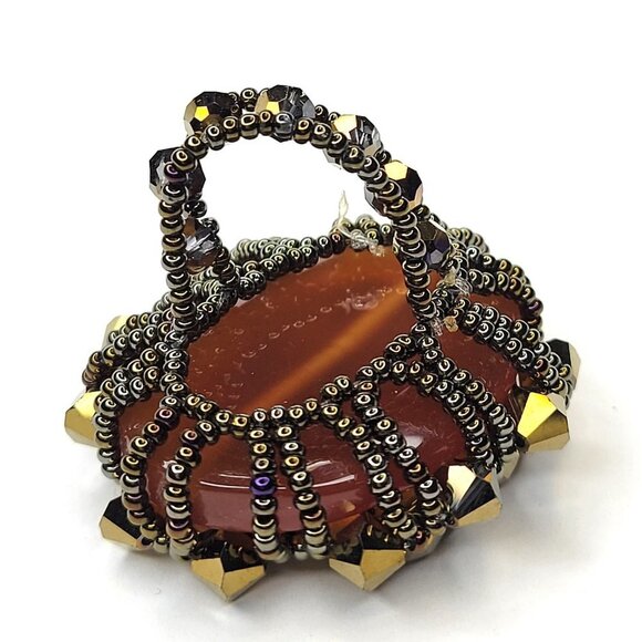 Sparkling Crystal Bicone Beads Cluster Ring Glitter Beaded Stretch Ring - Picture 8 of 10